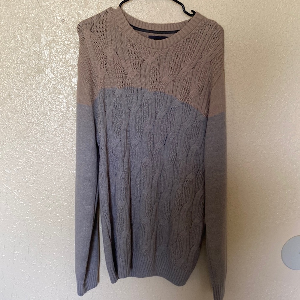 Large tan and grey commerce sweater